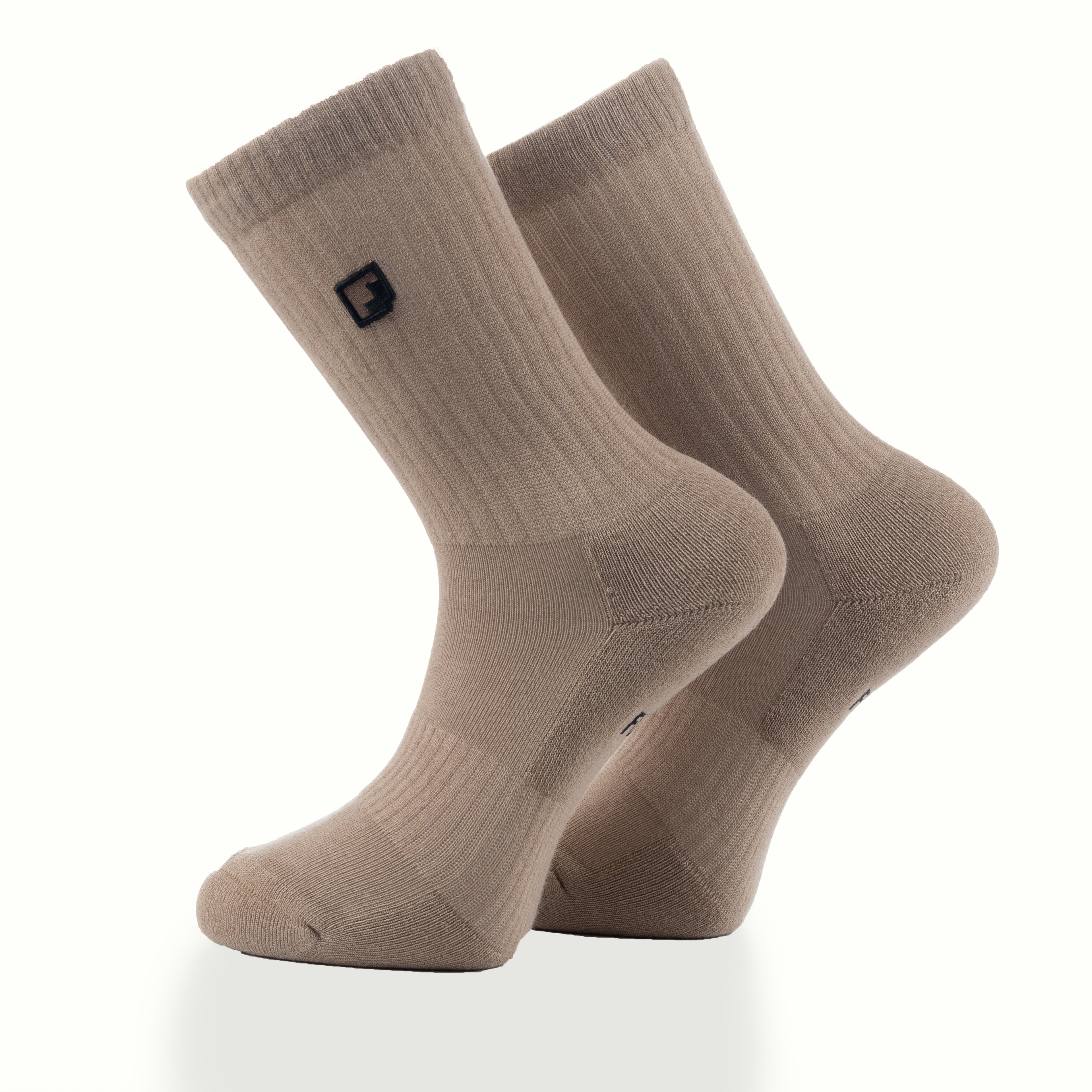 Erkek ve kadın için nakışlı, bej, uzun spor çorap