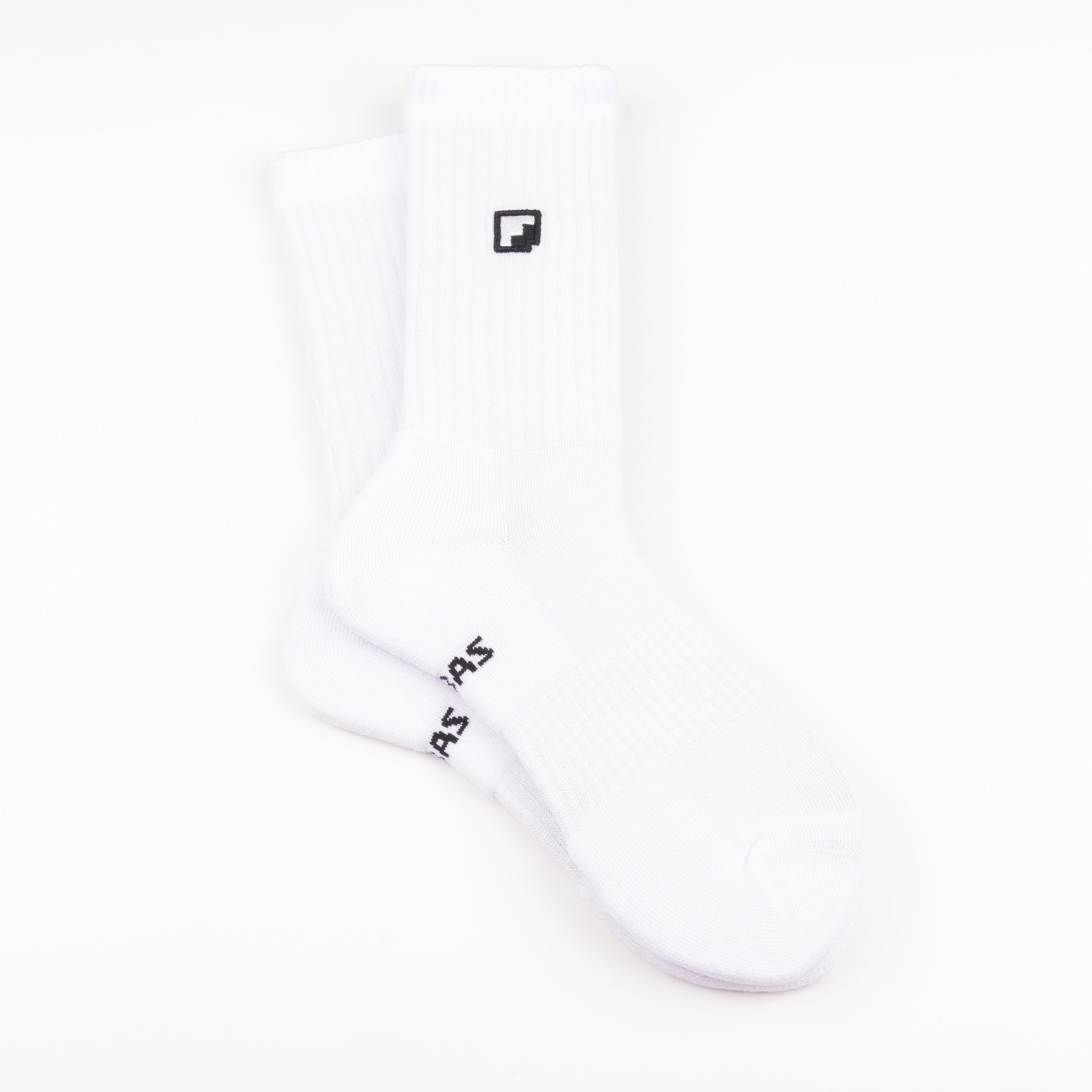 Nakışlı beyaz crew çorap - çift kat örgü dayanıklı yapı