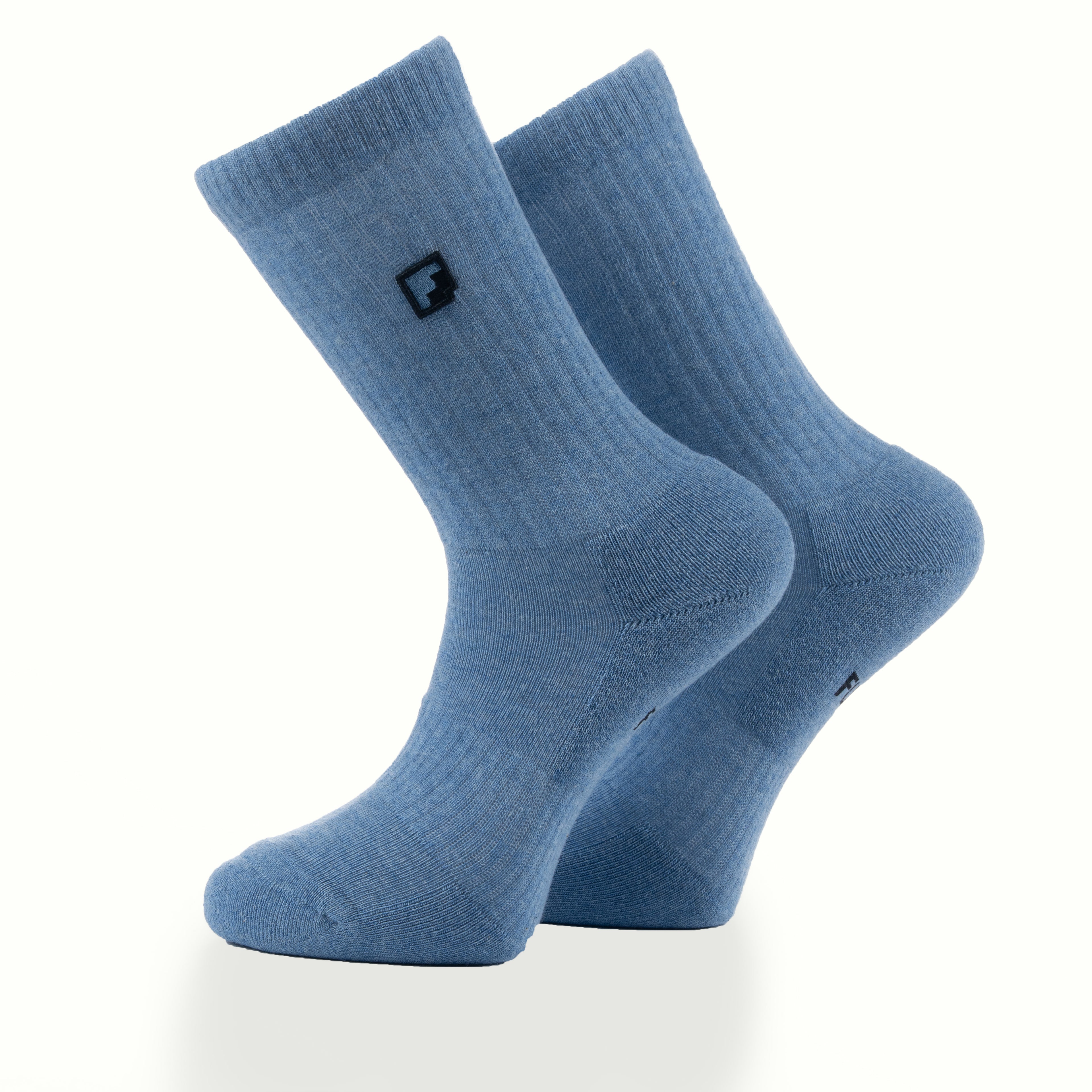 Mavi uzun çorap - minimal nakış logo premium tasarım