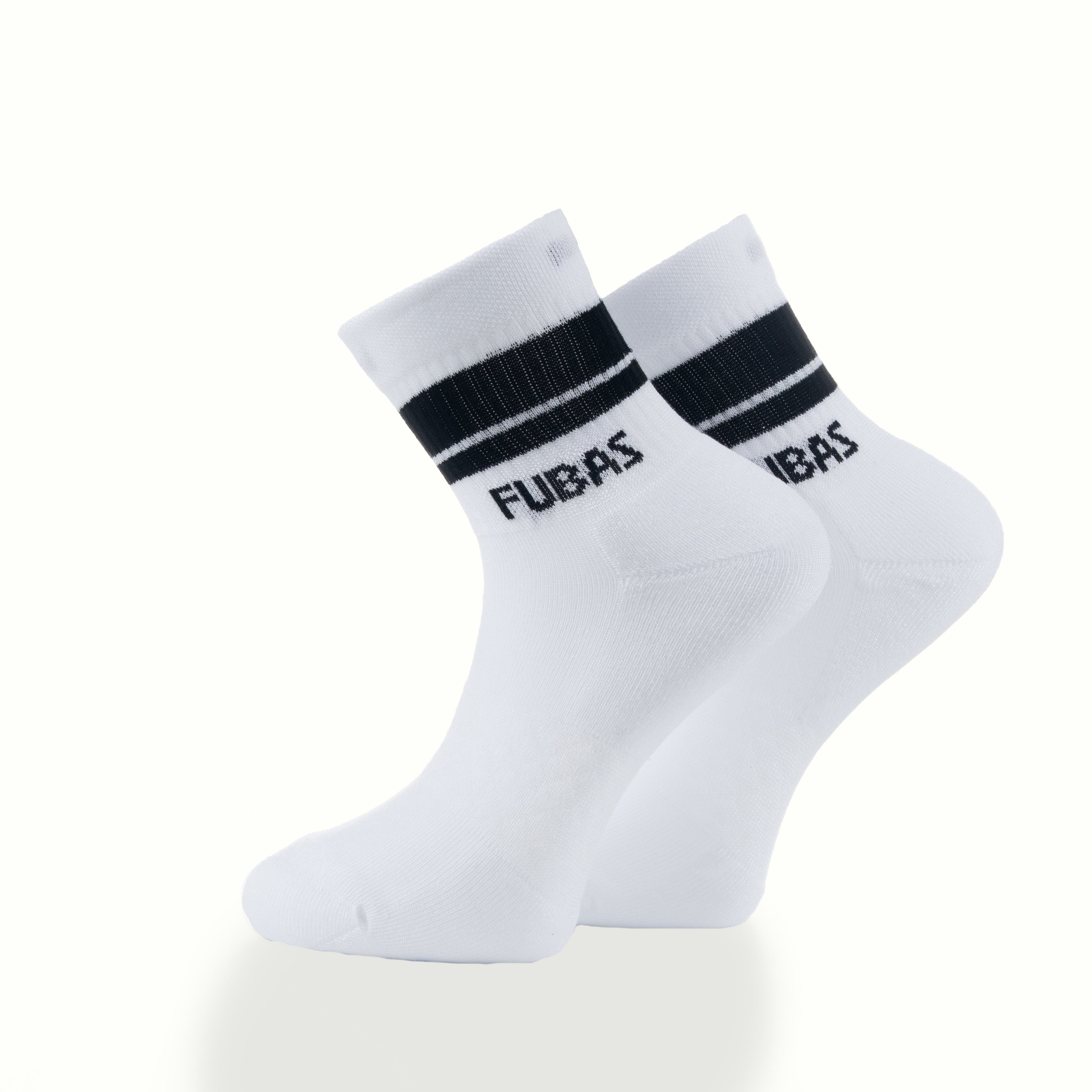 Çizgili icon logo beyaz kısa çorap - atletik tasarım