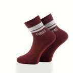 Baklava desenli taban kahverengi kısa spor çorap - kaymaz destek