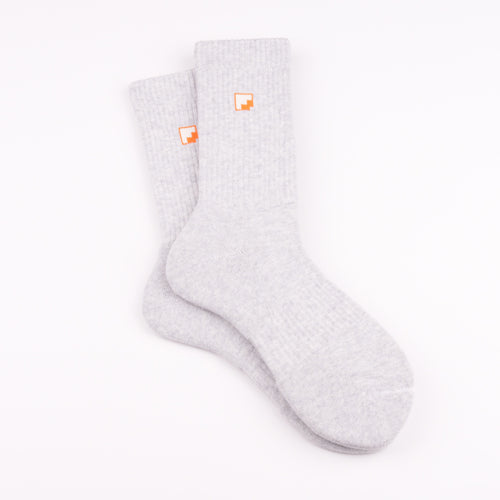 Çift kat örgü gri melanj ikonik çorap - dayanıklı uzun ömürlü