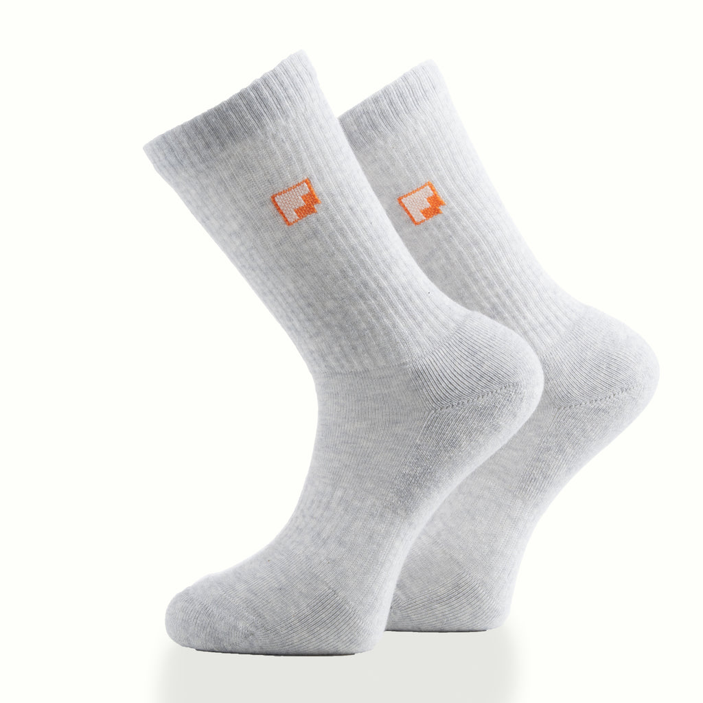 İkonik logo gri melanj unisex çorap - premium tasarım