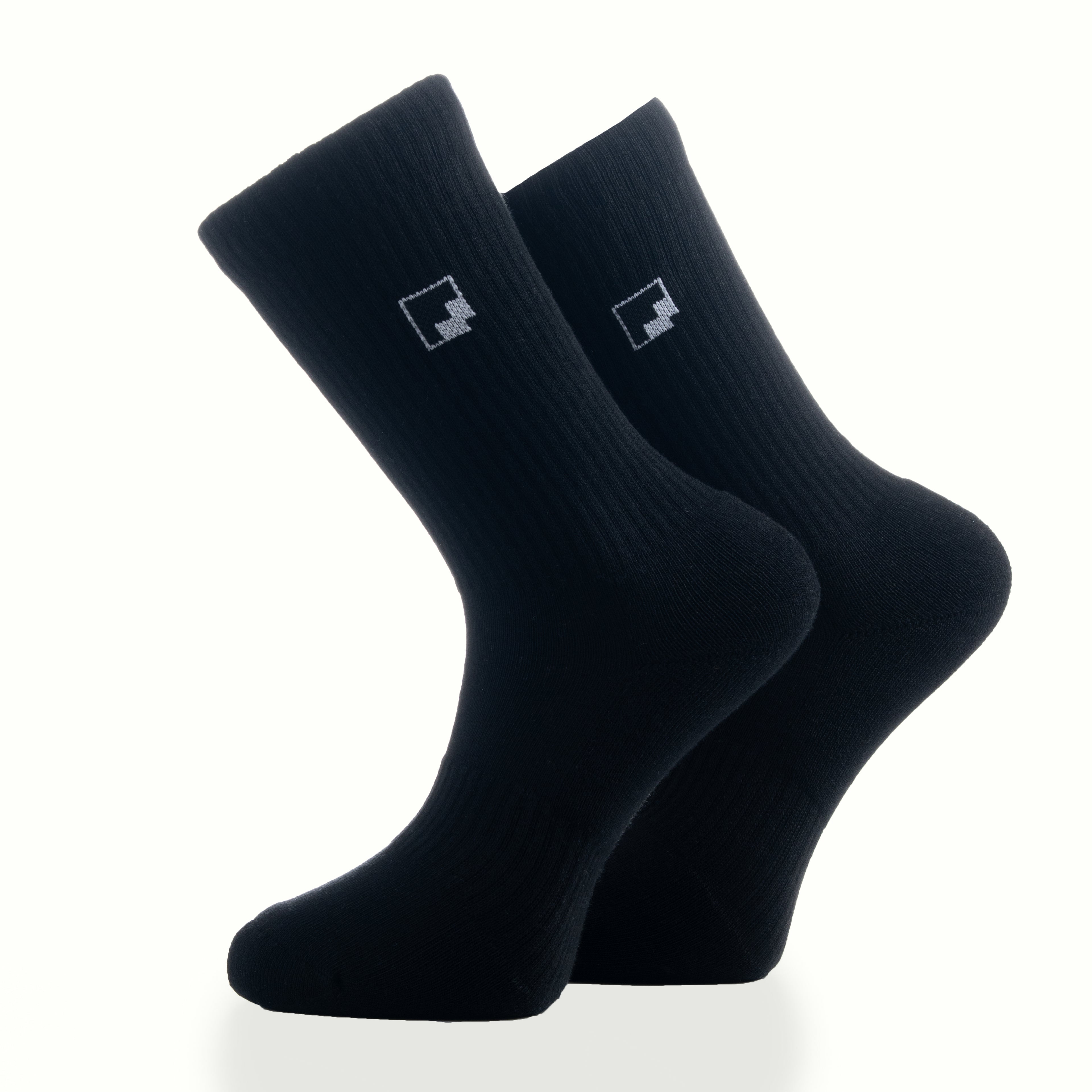 Çift kat örgü siyah ikonik çorap - dayanıklı uzun ömürlü