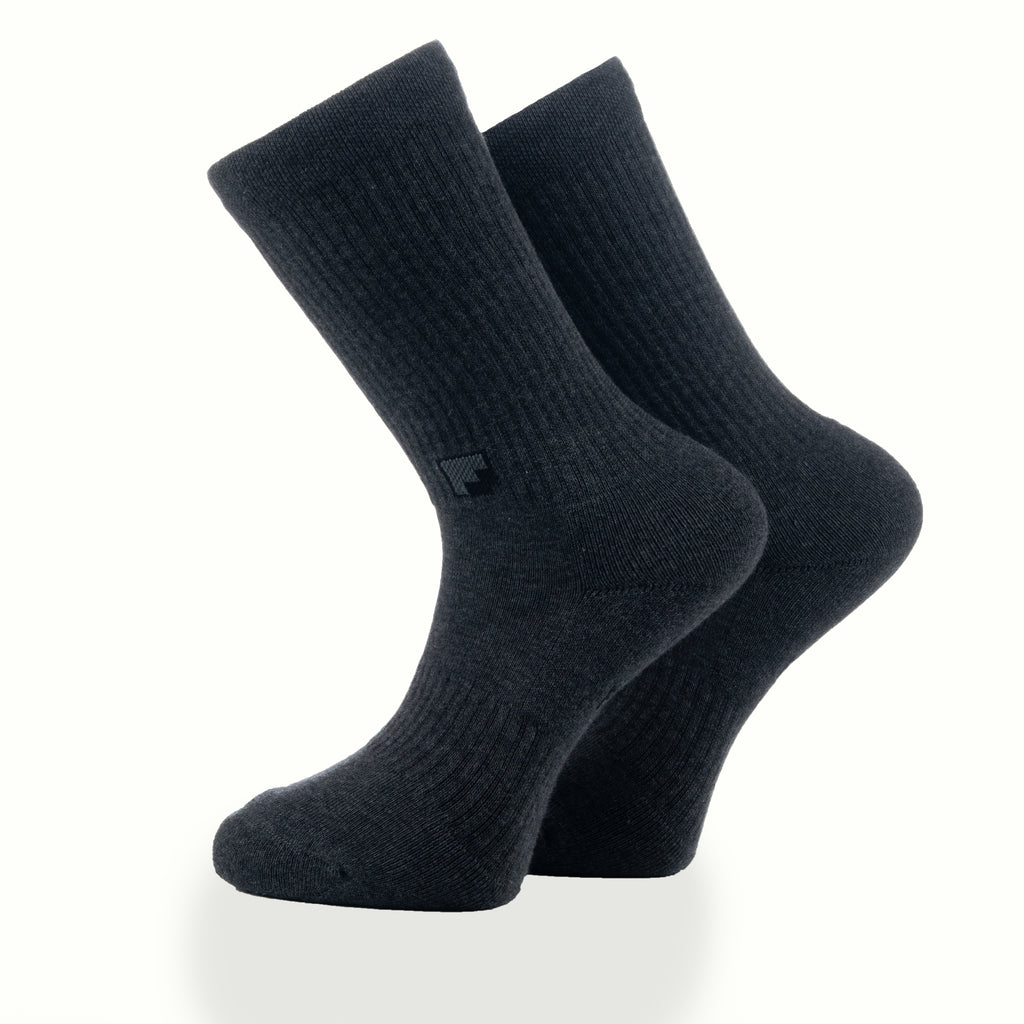 Çift kat örgü antrasit crew çorap - dayanıklı uzun ömürlü