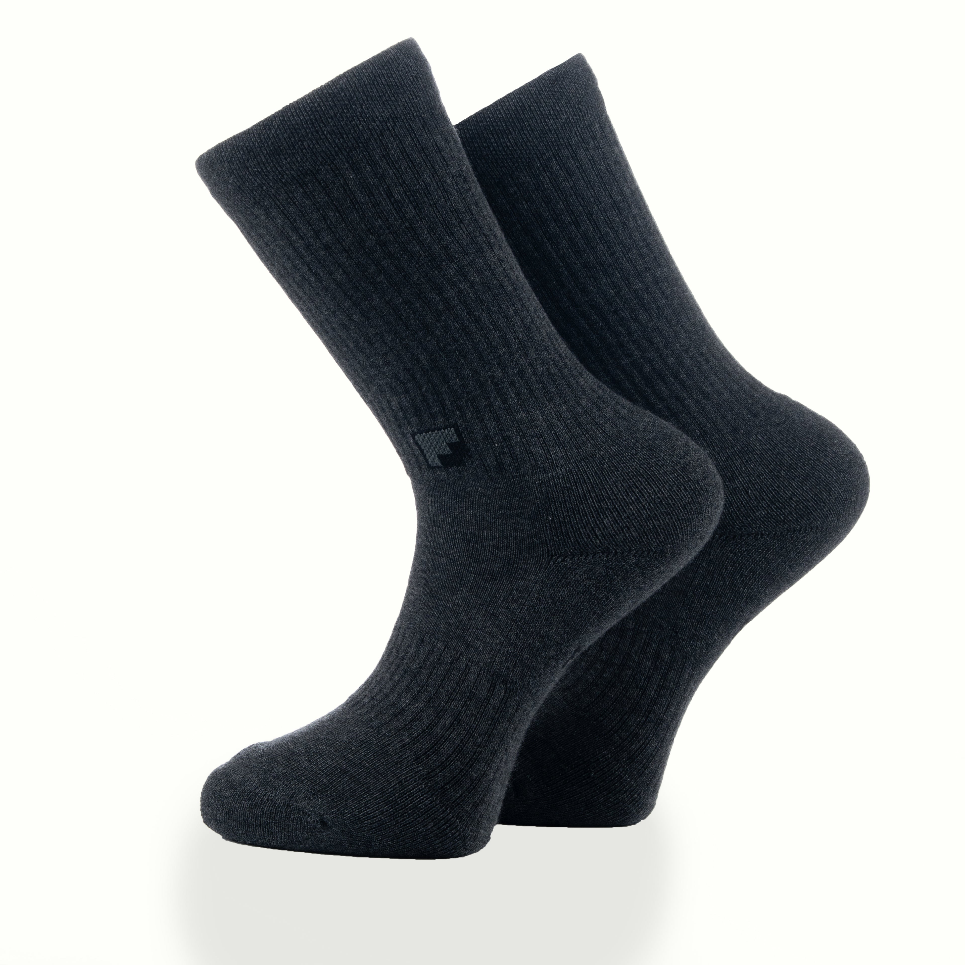 Çift kat örgü antrasit crew çorap - dayanıklı uzun ömürlü