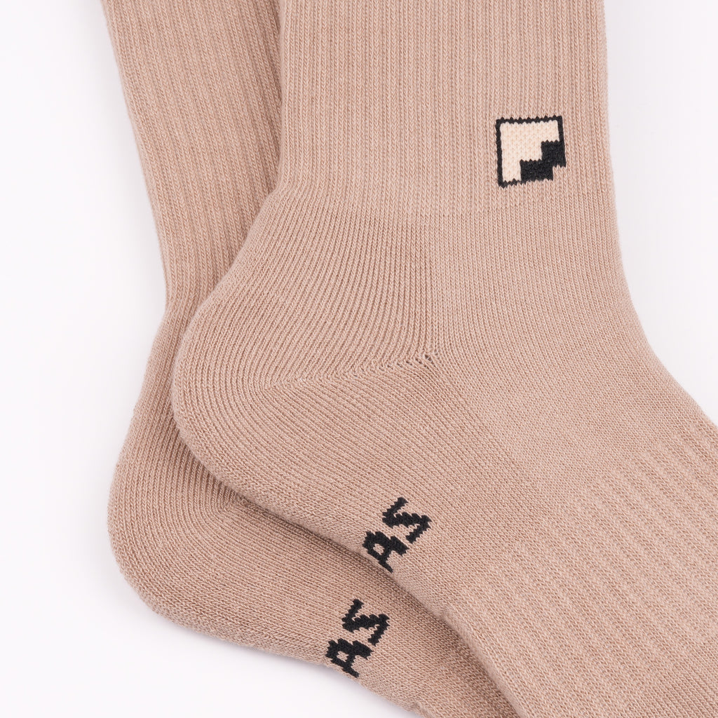 Kaymayan elastik bej crew çorap - stabil kullanım