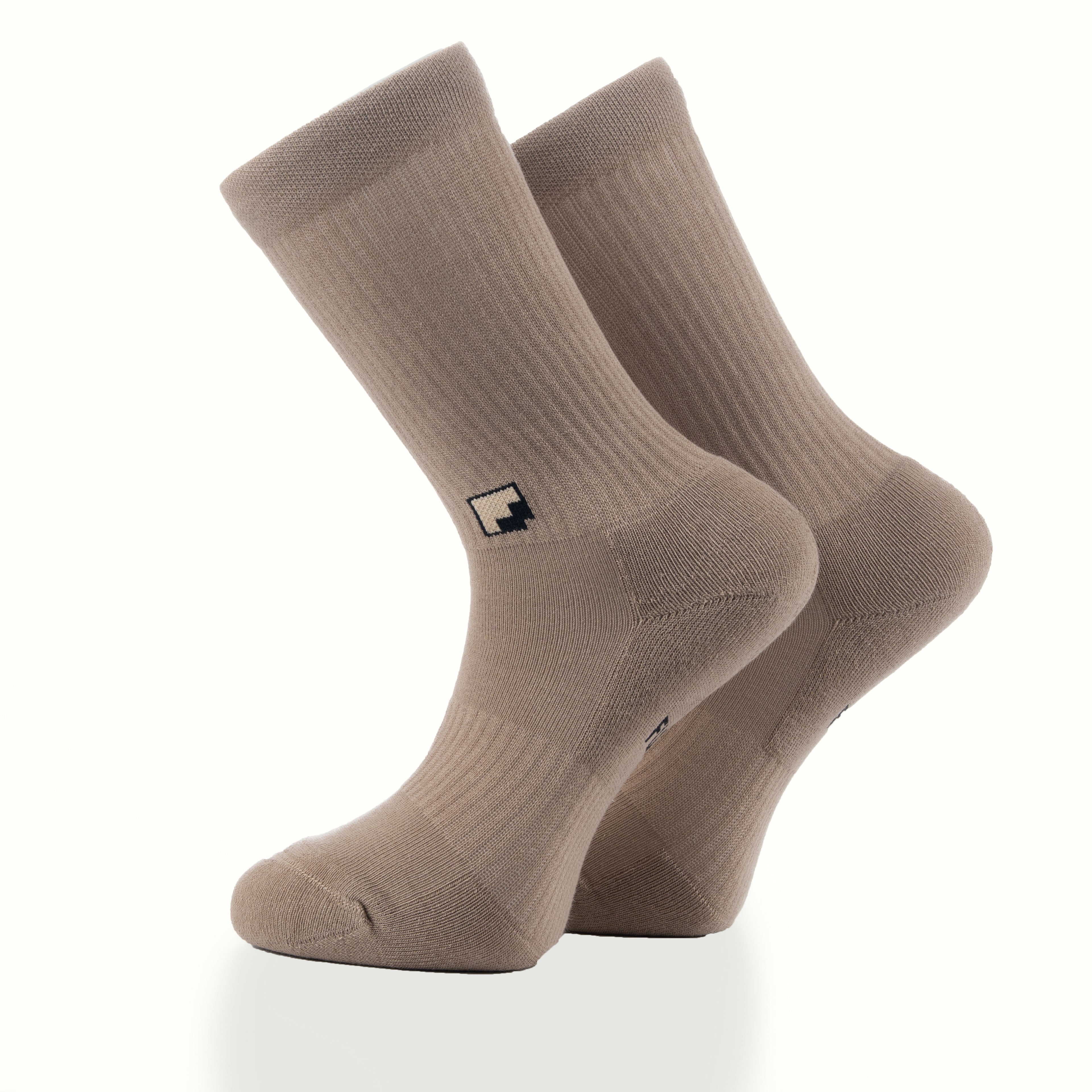 Minimal logo bej unisex çorap - premium tasarım