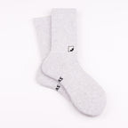 Çift kat örgü gri melanj crew çorap - dayanıklı uzun ömürlü