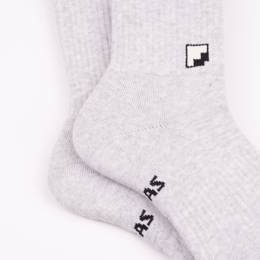 Kaymayan elastik gri melanj crew çorap - stabil kullanım