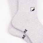 Kaymayan elastik gri melanj crew çorap - stabil kullanım