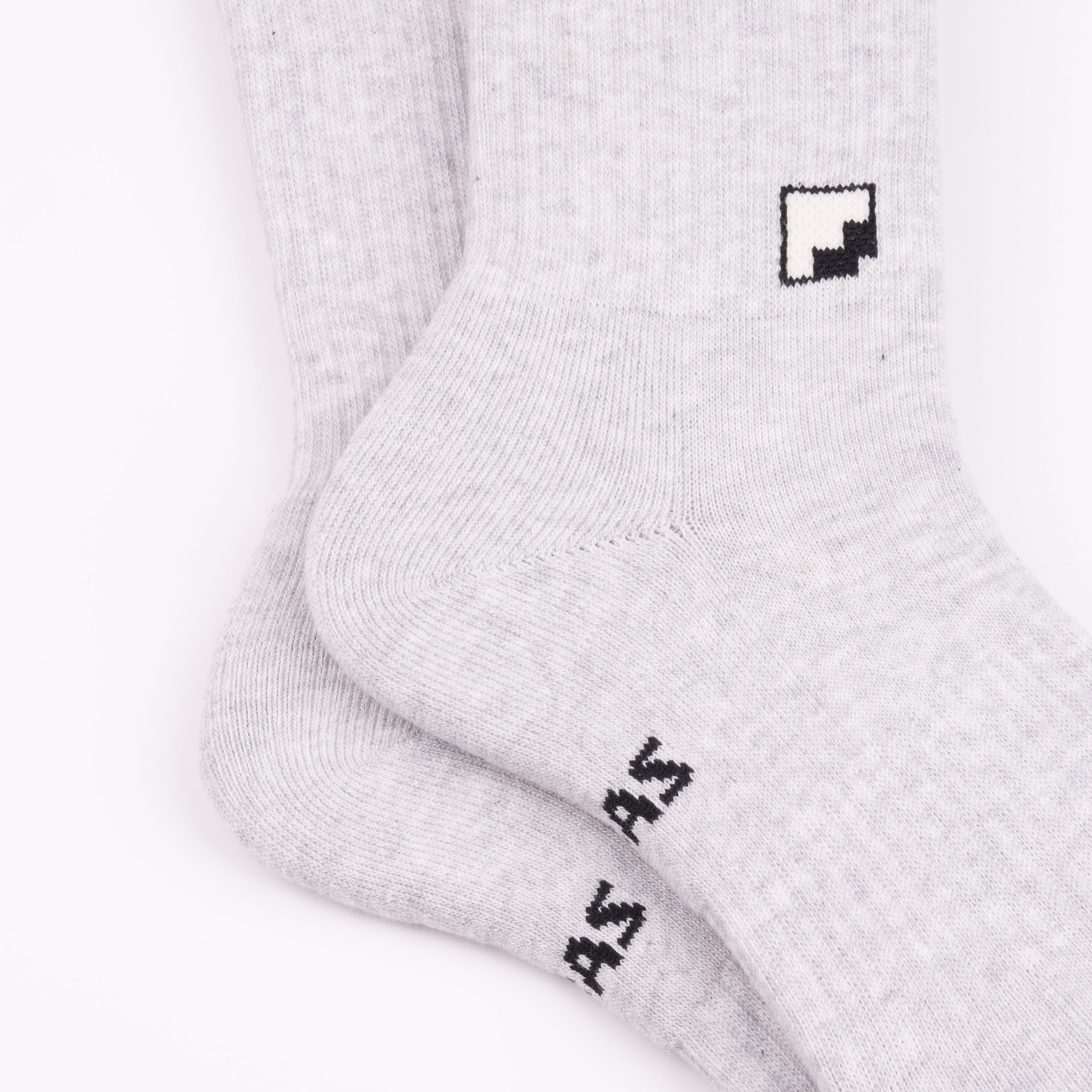 Kaymayan elastik gri melanj crew çorap - stabil kullanım