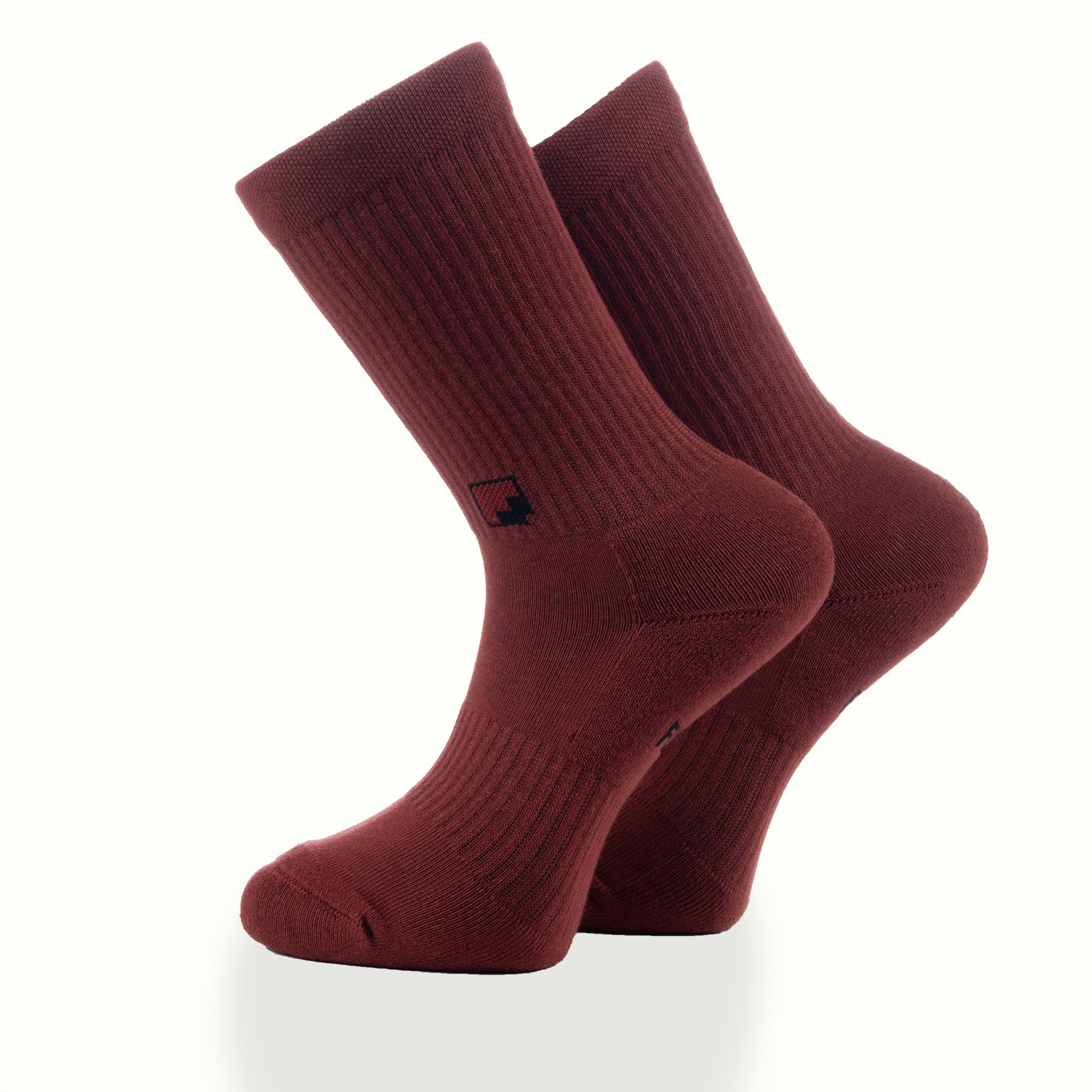 Çift kat örgü kahverengi crew çorap - dayanıklı uzun ömürlü