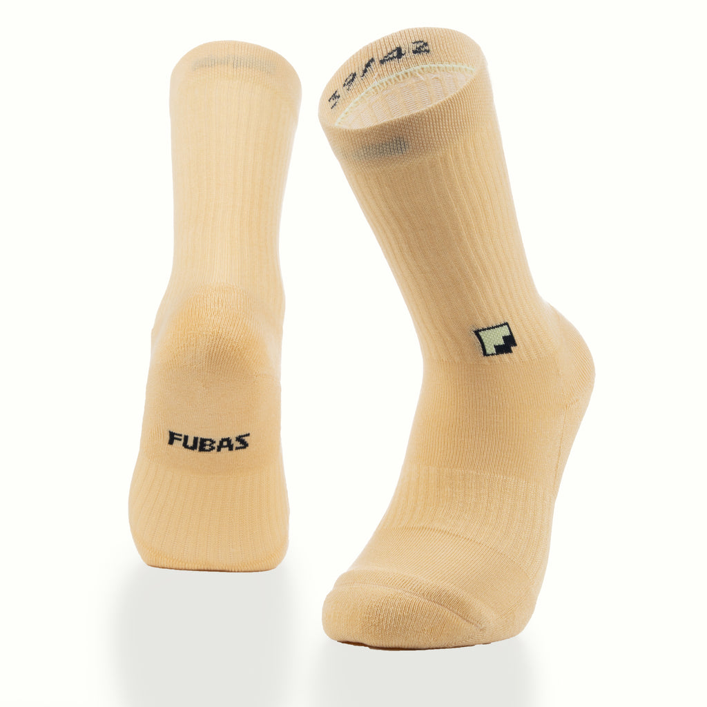 Çift kat örgü sarı crew çorap - dayanıklı uzun ömürlü