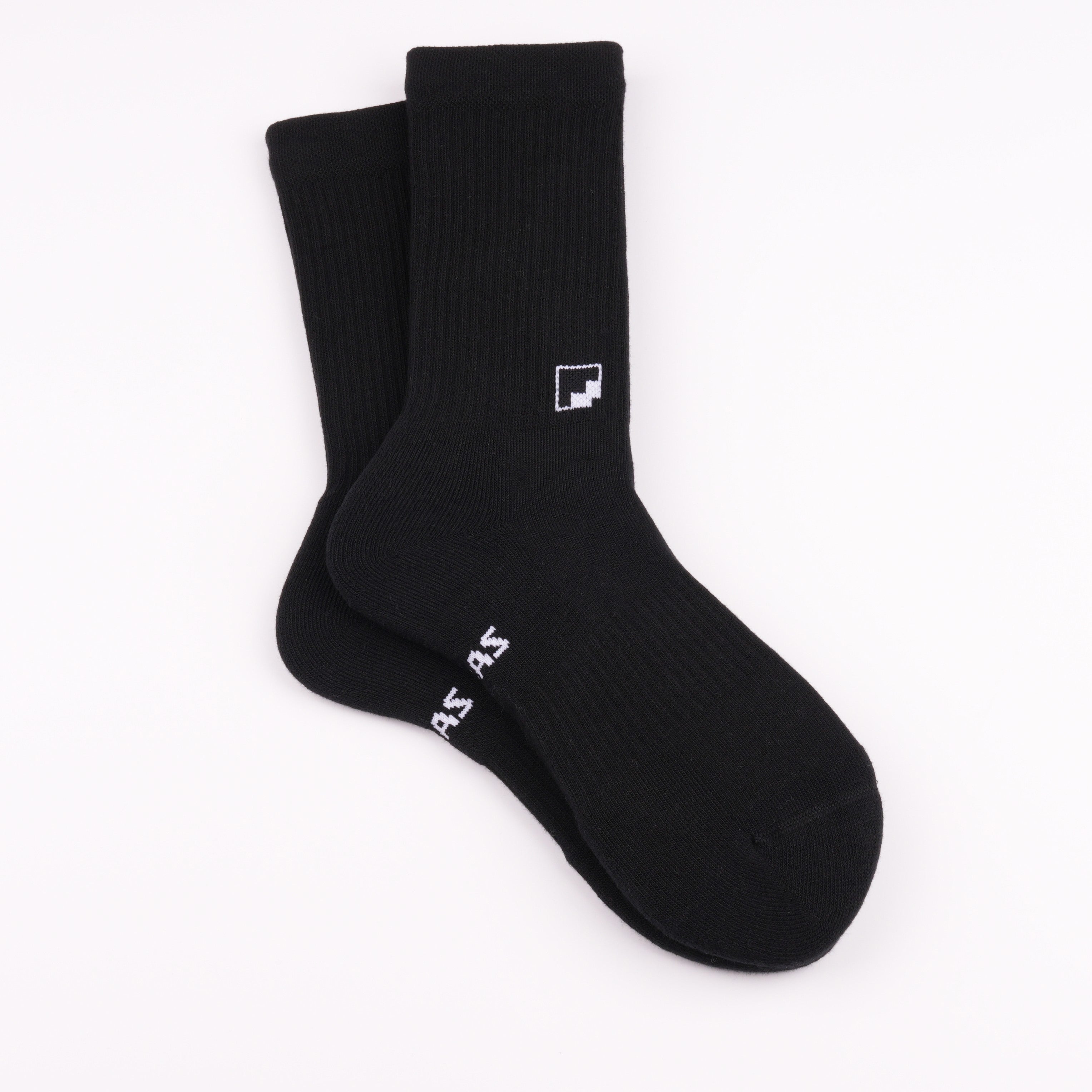 Çift kat örgü siyah crew çorap - dayanıklı uzun ömürlü