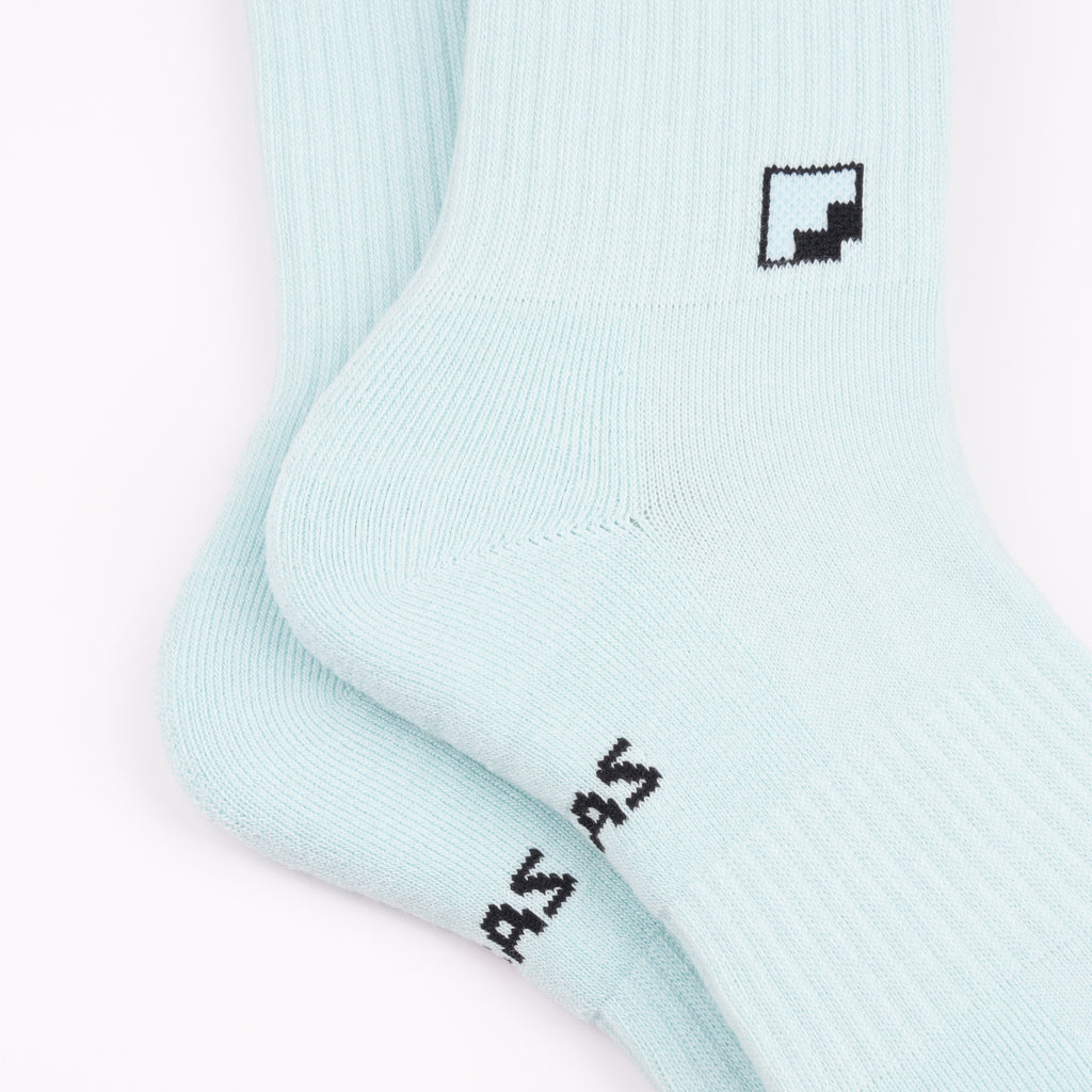 Çift kat örgü turkuaz crew çorap - dayanıklı uzun ömürlü