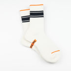 Retro çizgili krem crew çorap - vintage spor estetik