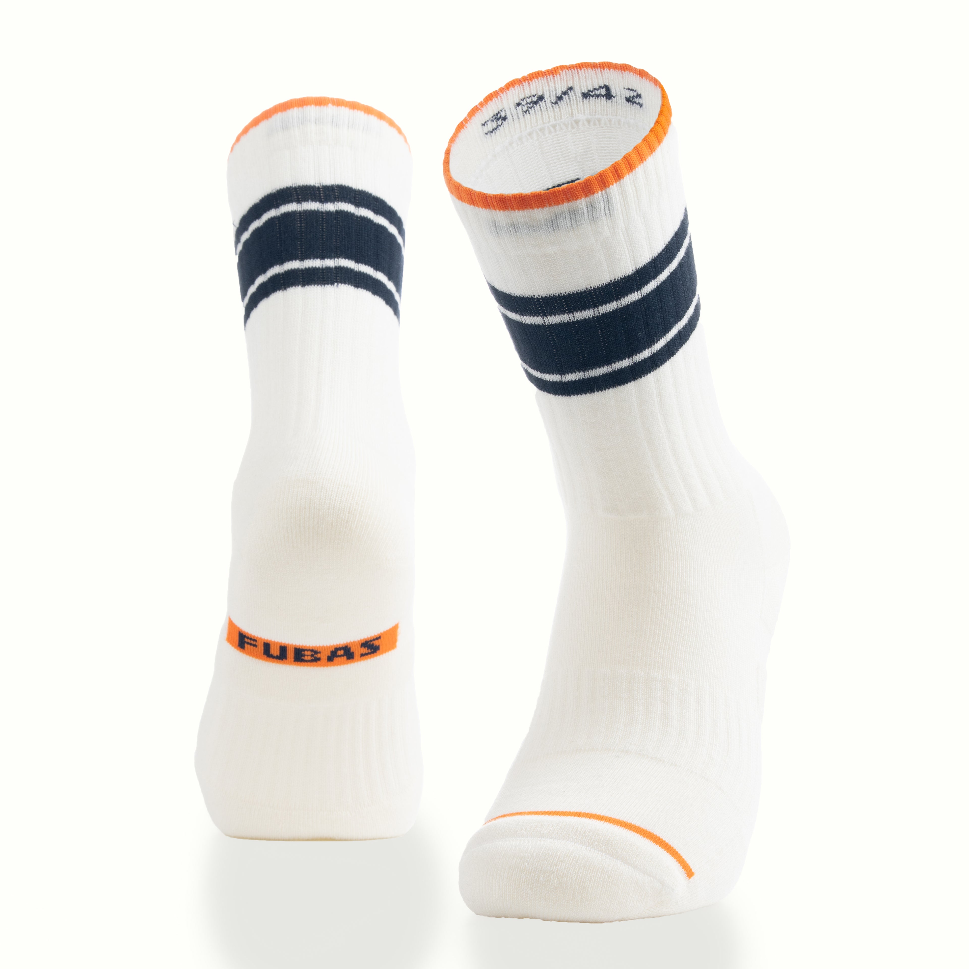 Vintage krem crew çorap - klasik spor çorap deseni